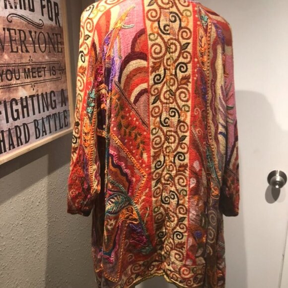 LIKE NEW KIMONO HAND EMBROIDERED WOMENS MEDIUM BY ANU - Picture 8 of 12